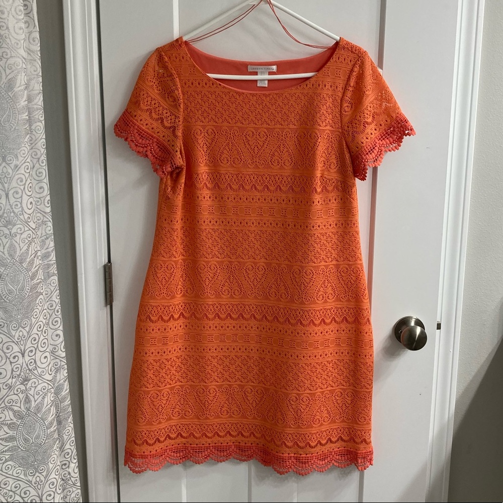 Coral Orange Lacy Dress